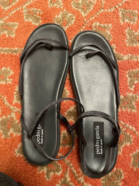 Pedro Garcia Shoes - Pedro Garcia Black Leather Toe-Loop Sandals with Ankle Strap